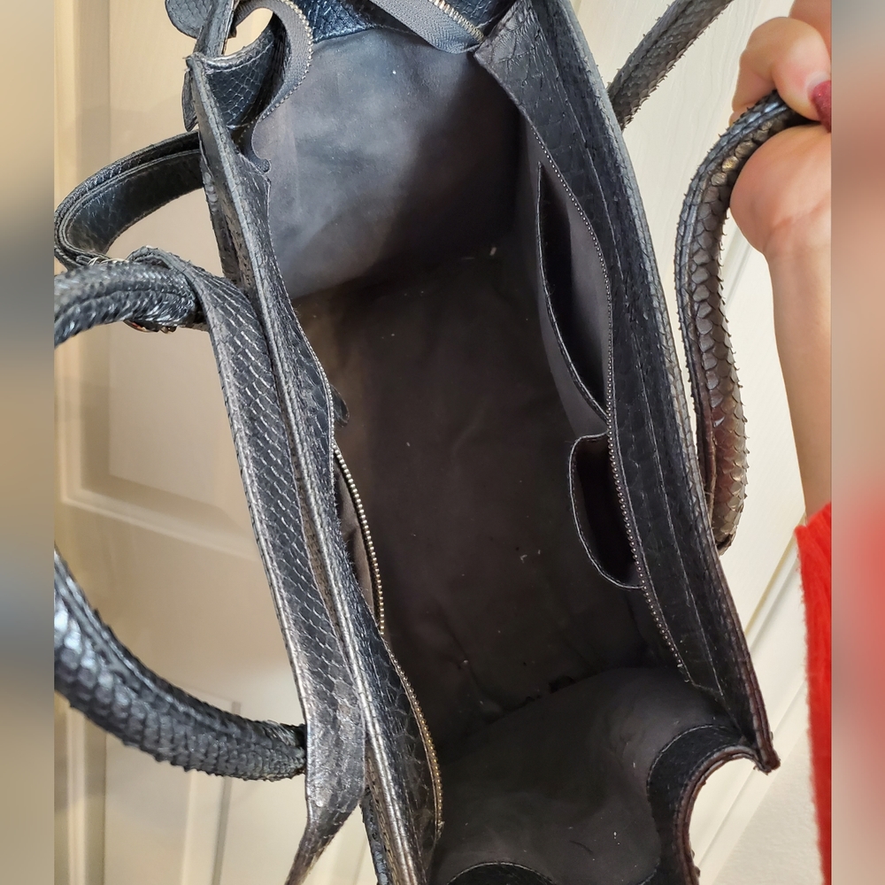 Genuine Python Metallic Gray Large Handbag - image 5